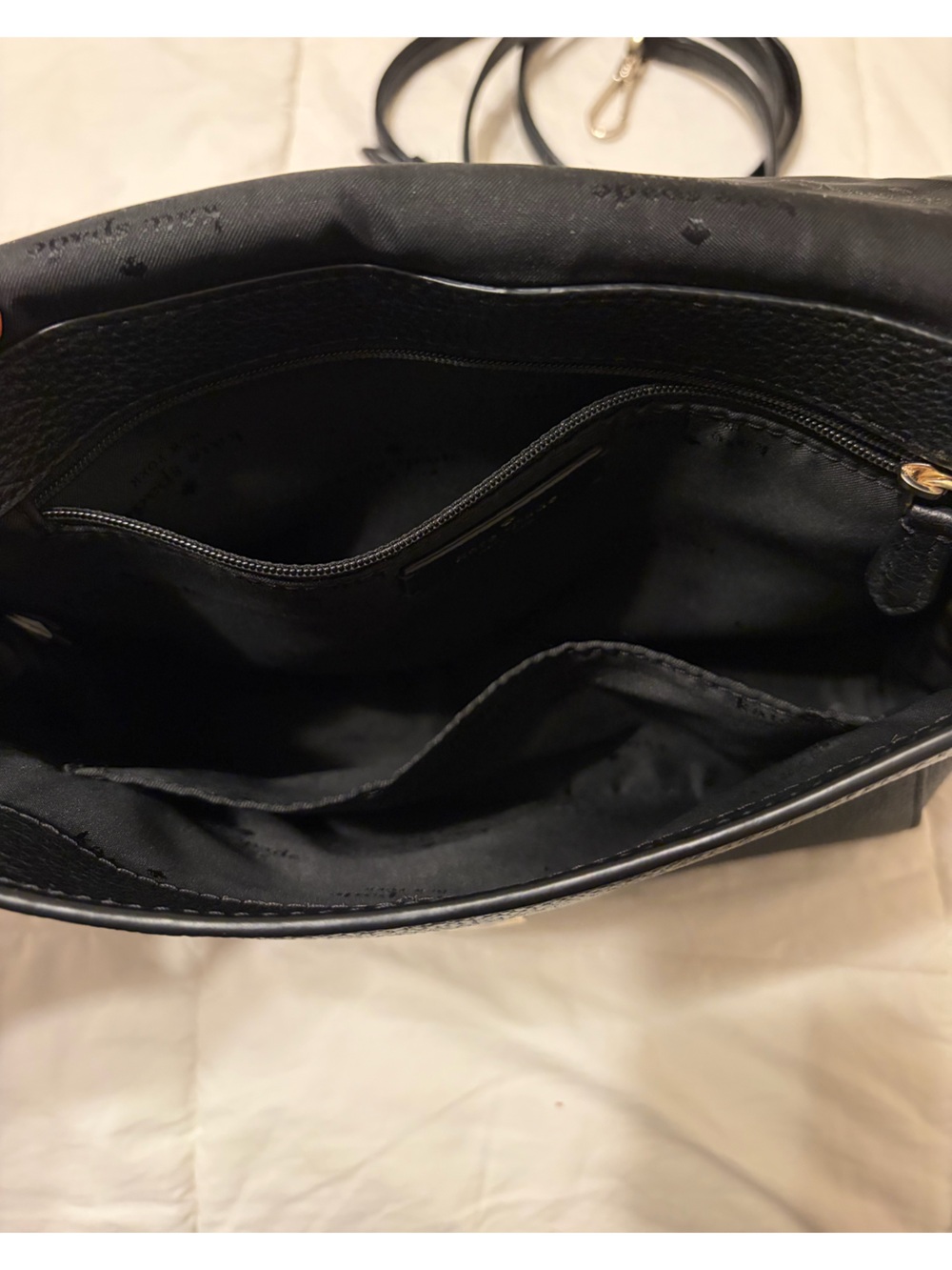 kate spade Leila Medium Black Pebbled Leather Crossbody with Gold Hardware - Picture 3 of 4